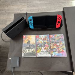 Nintendo Switch OLED Bundle – Games, Dock, Charger, Comfort Grip