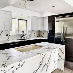 Glossy Grey & White Euro Style Cabinets