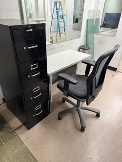 FREE Metal Desk, Chair and File Cabinet