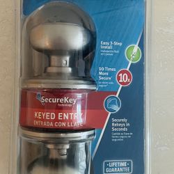 2009 Schlage Andover F51SK V AND 619 Keyed Entry Door Knob Set Key Satin Nickel