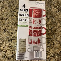 4  Mugs Set, Winter/Christmas Themed 