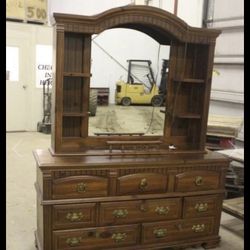 Dresser with light mirror (W58” x D17” x H77”)