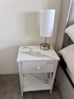 Set of 2 Modern Marble-Style Nightstands $65