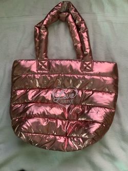 Justice Live Metallic Pink Puffer Tote Bag