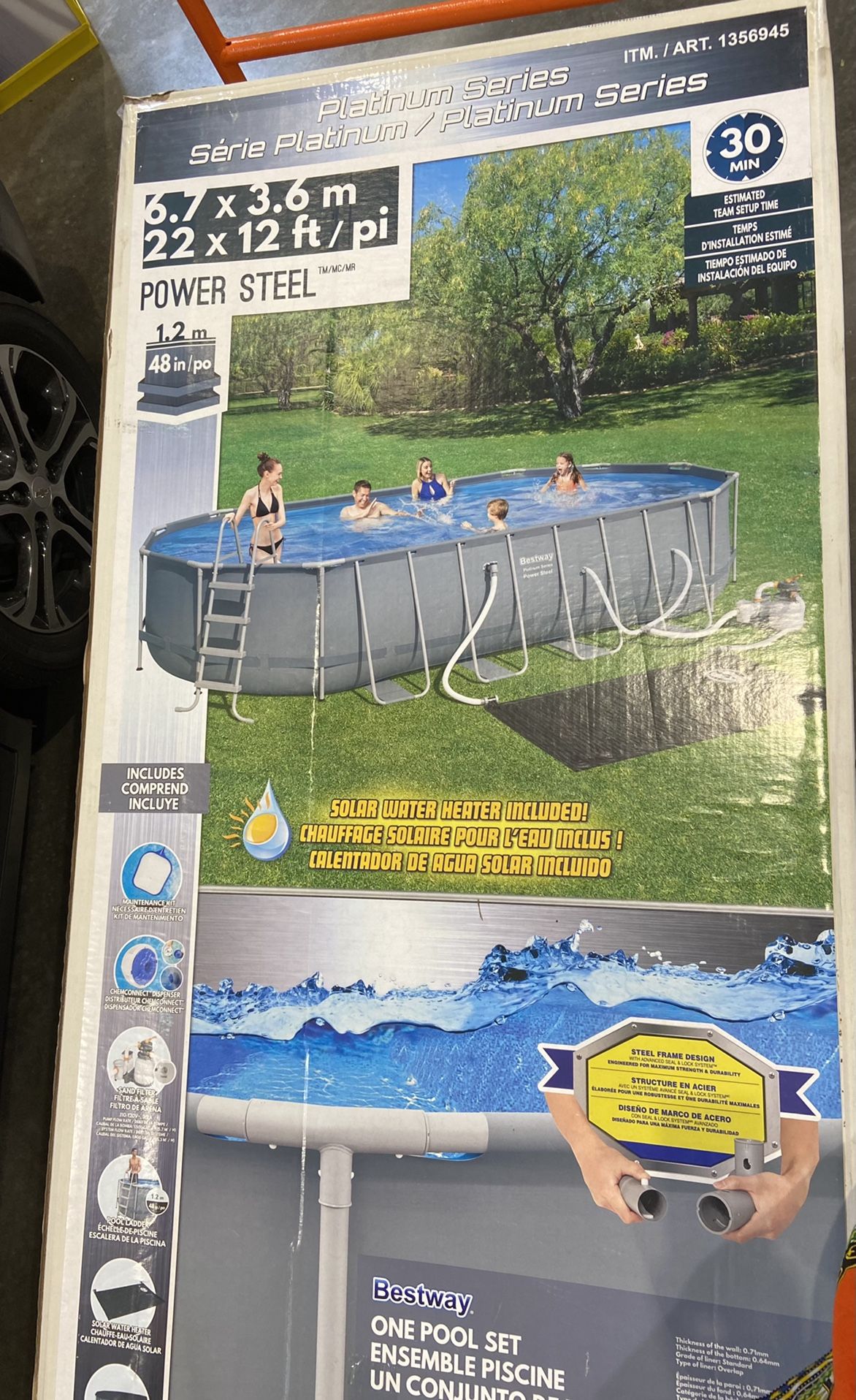 NEW IN BOX Bestway Power Steel 22’ x 12’ x 48’’ Above Ground Oval