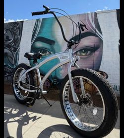 SIKK SS ALUMINUM FRAME POLISHED 7 SPEED UFO FAT TIRE CRUISER