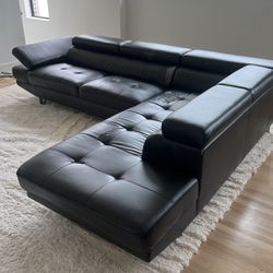 L Shaped Couch Black