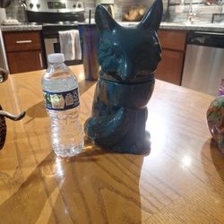 Green Fox Glass Cookie Jar