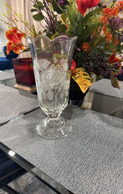 Glass Vase With Frosted Roses