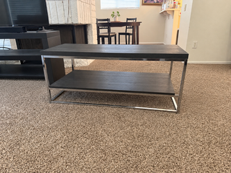 IKEA Coffee Table - Black-Brown Wood & Metal with Lower Shelf