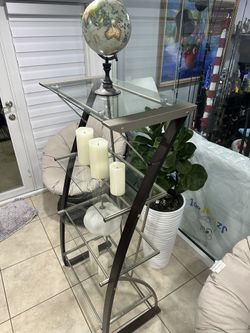 Repisa De Cristal , Metal Y Madera