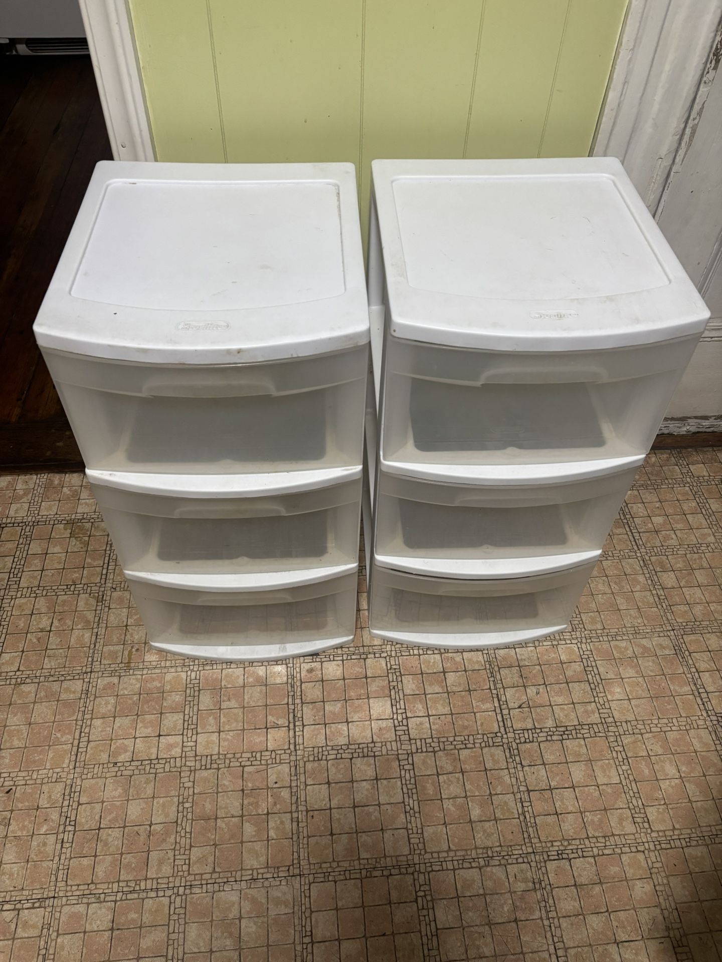 2 White Storage Drawers