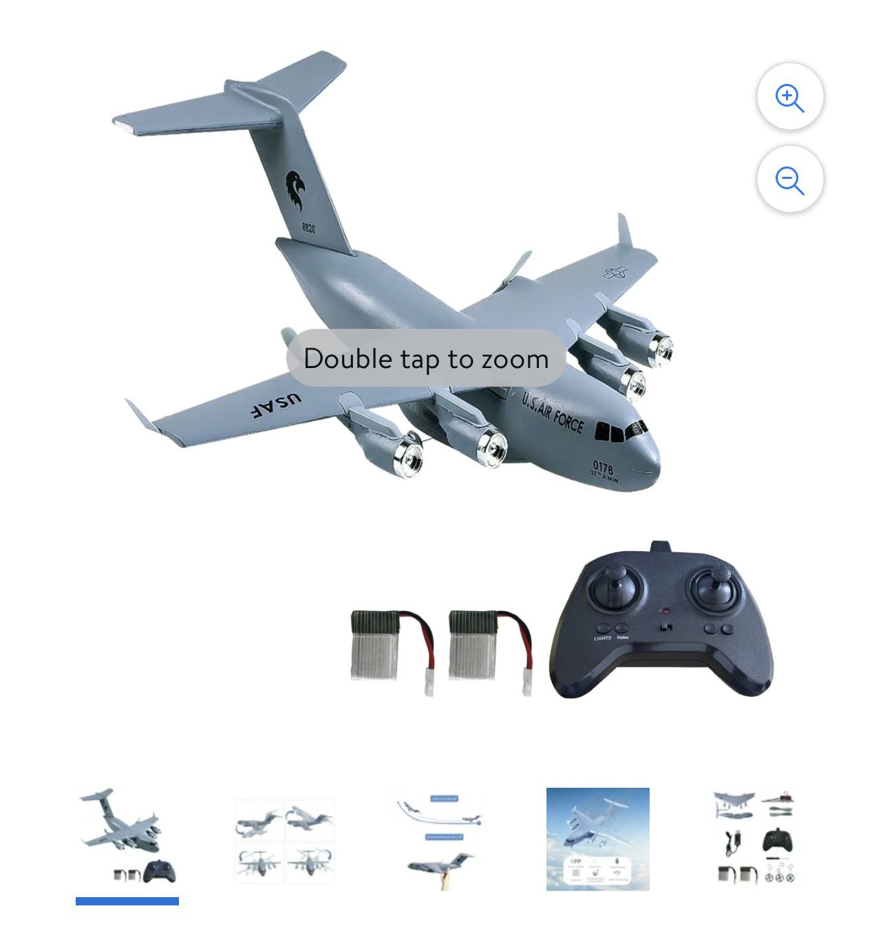 Gytobytle RC Plane C-17 Remote Control Airplane Transport Ready to Fly 2 CH Toy for Kids Boys (Grey