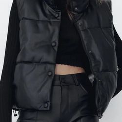 Black Faux- Leather Jacket 