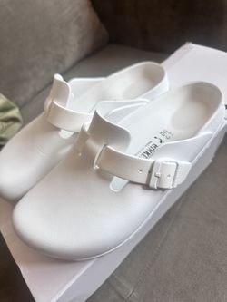 White Birkenstock Eva clogs