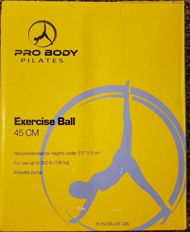 OPEN BOX PRO BODY PILATES EXERCISE BALL 18 in DIA (45CM) INCLUDES PUMP