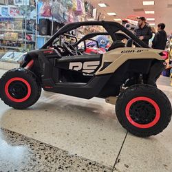 48v 48volt 48volt batteries canam carro de niño kid car maverick can-am 2 24v Remote control leather seats shocks soft tires screen for videos 4x4 led