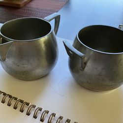 Pewter Sugar and Creamer Set