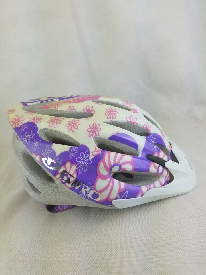 Giro Bike Helmet Youth Girls Small (50Cm-55Cm) Pink Lilies Purple with White