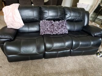 Faux Black Leather Recliner Couch