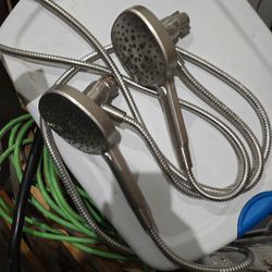 (2) KOHLER Claro 3-Spray Wall Mount Handheld Shower Head in a Vibrant Brushed Nickel finish. 