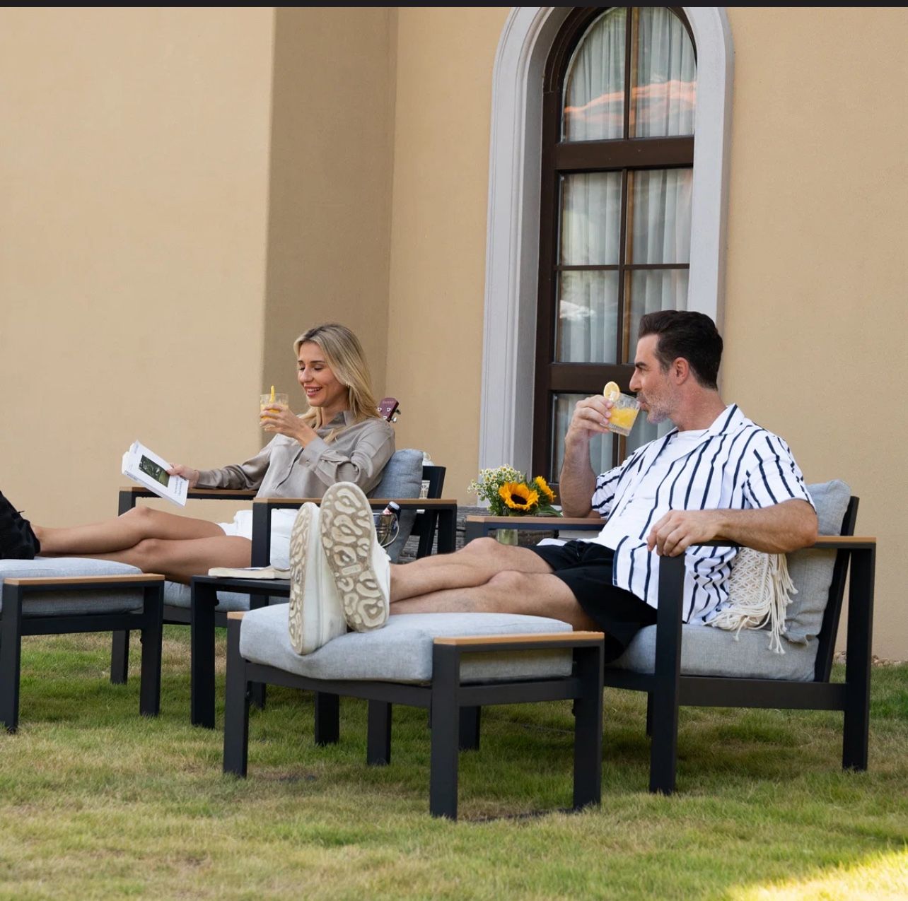 Outdoor Aluminum Ottoman With Olefin Cushion available 4  Each$45  Brand new in box - Assembly is required  cash only  Pickup only (Anaheim) 