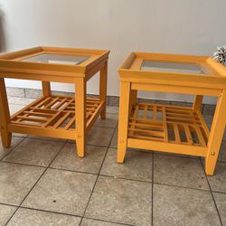 two matching end tables 