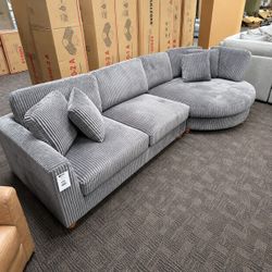 Dark gray corduroy sectional sofa