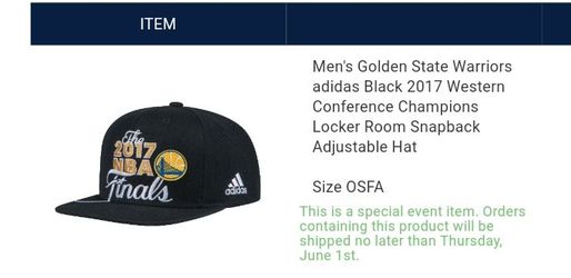 Warriors Western Conference final hat 2017