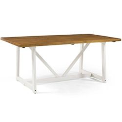 72 in. Reclaimed Barnwood/White Wash Solid Wood Trestle Dining Table