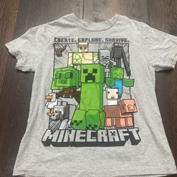 Boys gray Minecraft t Shirt Size 10/12 #7