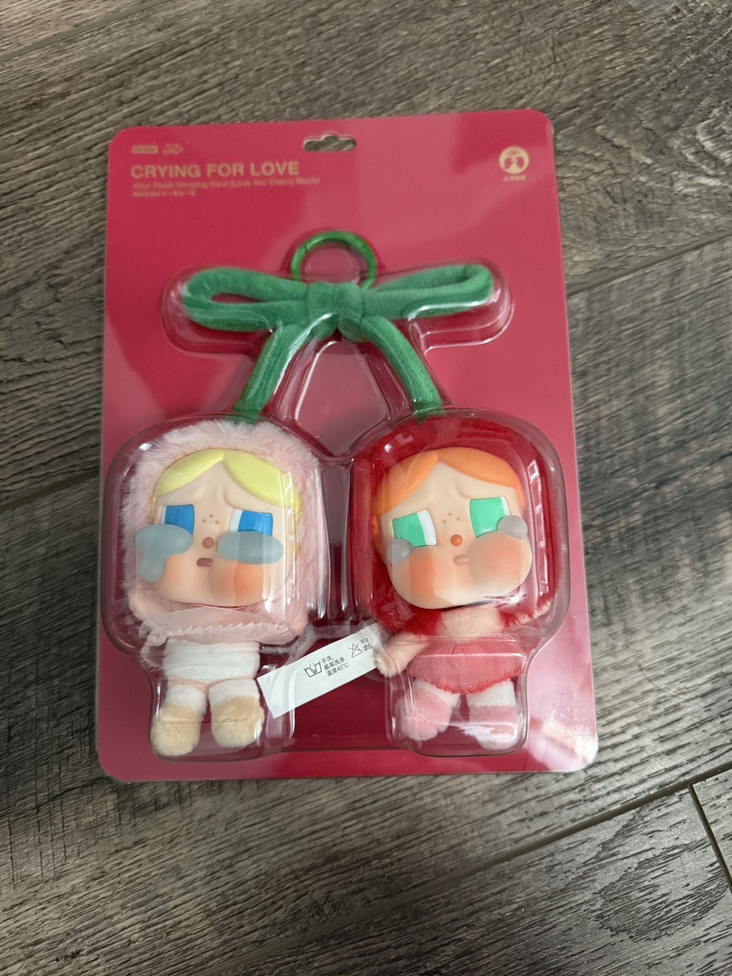 POPMART CRYBABY Crying For Love Series-Vinyl Plush Hanging Card (Love You Cherry Much)