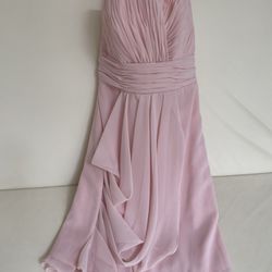 Rose Pink Blush Chiffon Strapless Dress