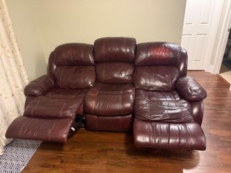 Brown Leather Reclining Sofa Set