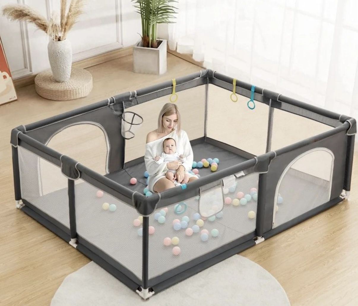 ToddlersBaby Playpen, 79 x 63 Inches Extra Large Playpen