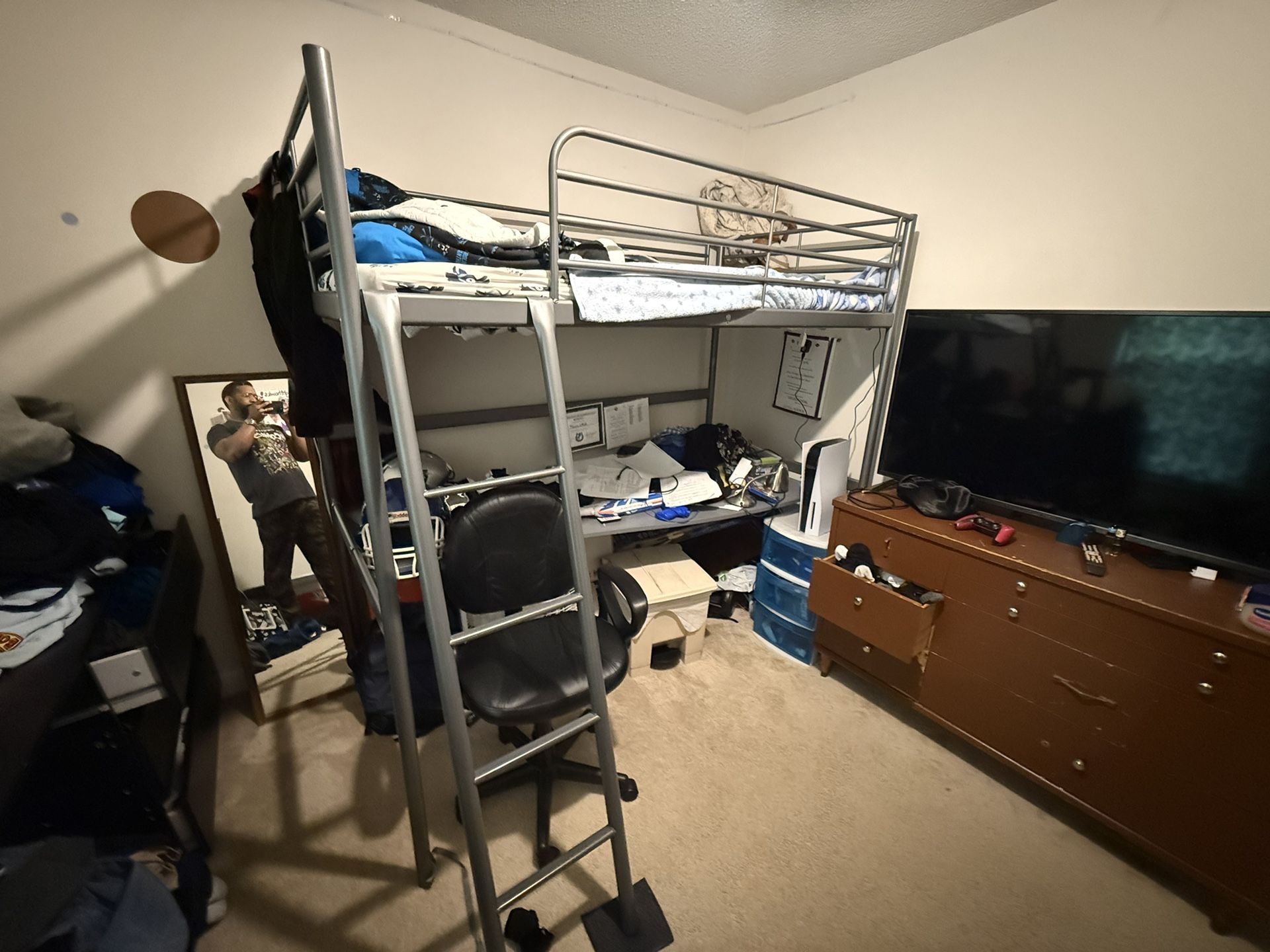 Loft Bed With Desk $25