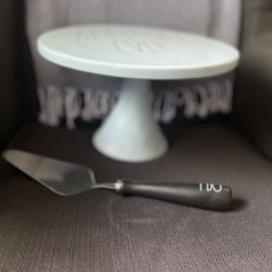 Rae Dunn Wedding Cake Stand And Knife