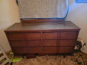 Mid-Century Walnut 6-Drawer Double Dresser