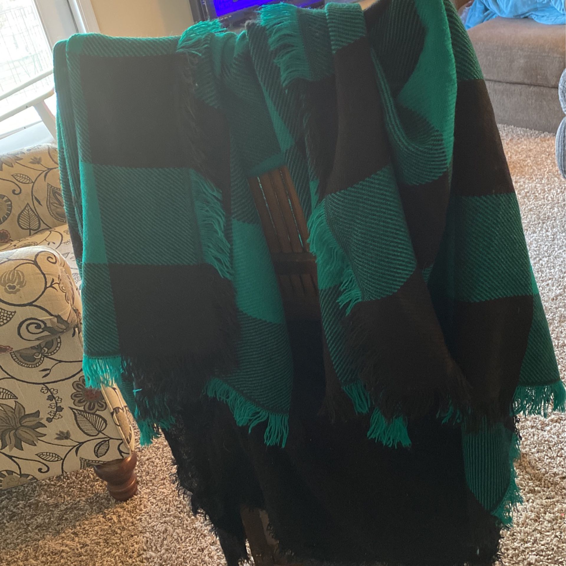 Green And Black Plaid Scarf