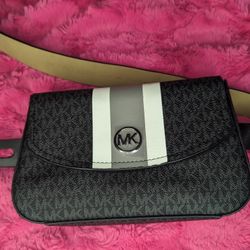 Michael Kors Black Stripped Fanny Pack Unisex