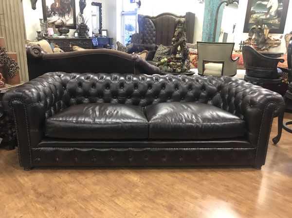 NEW leather tufted sofa Chesterfield for Sale in Frisco ...