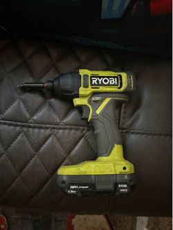 Ryobi 18v impact drill, 3 batteries, and charger