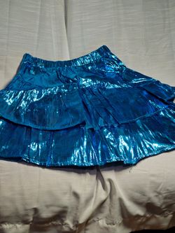 Metallic Blue Tiered Mini Skirt