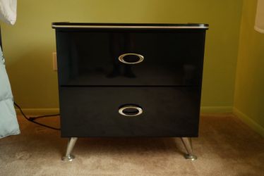 Modern Black 2-Drawer Nightstand (1 only)