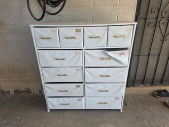 12-Drawer Fabric Dresser with Gold Handles