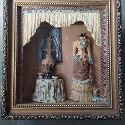 Shadow Box of VINTAGE VICTORIAN Fashions Arister Gifts Solid Wood