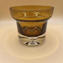 Krosno Poland glass Amber brown candle holder!
