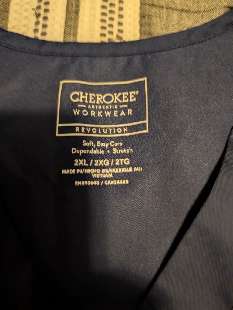 Two Pairs Cherokee Navy Blue 2XL Unisex Scrubs