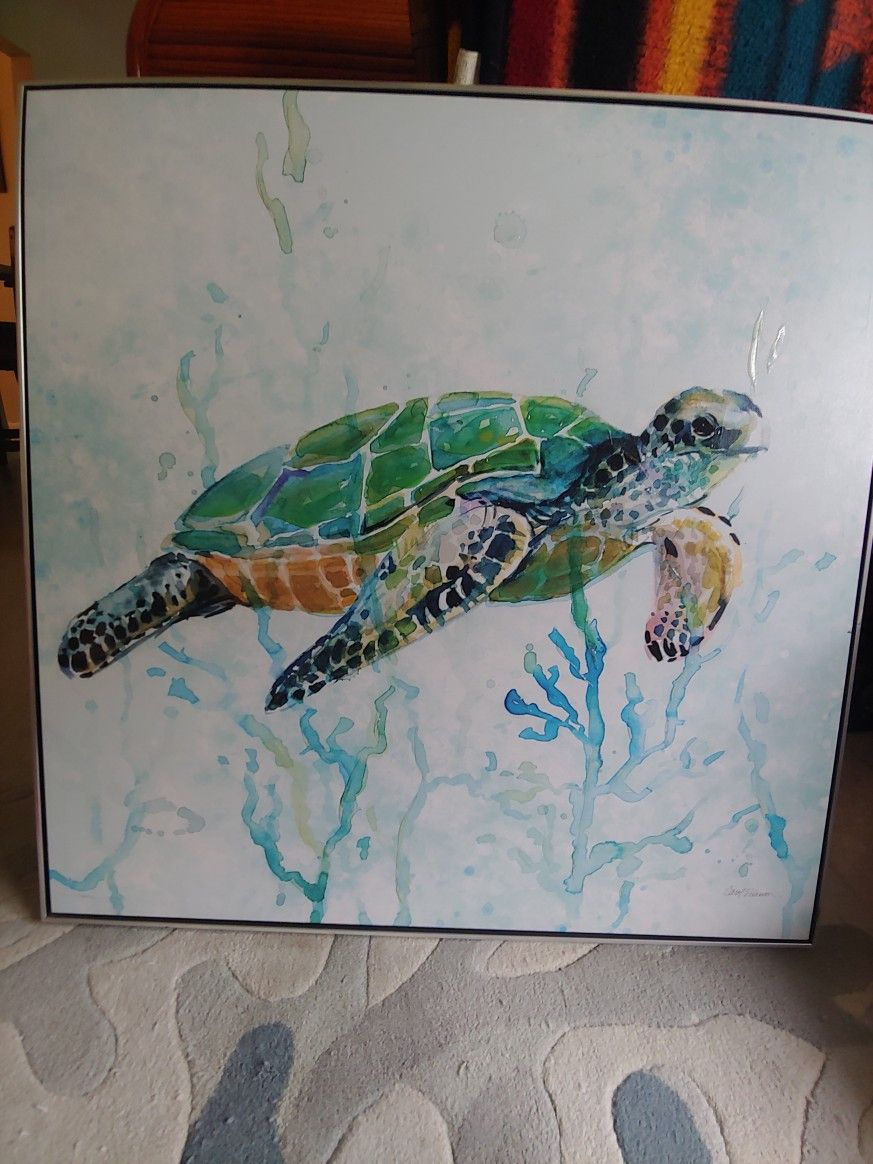 Ocean Sea Turtle on Canvas - Artwork 31x31 Painting