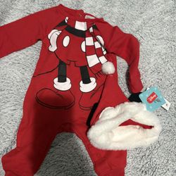 Mickey Mouse Santa Suits And Hat Size 3-6 Months New